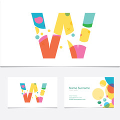 Creative Letter W design vector template on The Business Card Template. Abstract Colorful Alphabet .Friendly funny ABC Typeface. Type Characters © konvertar