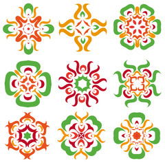 Beautiful colorful flower ornament set