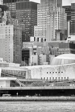 Fototapeta Black and white picture of Manhattan varied architecture, New York City, USA.
