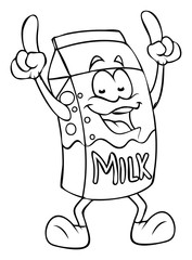 Funny Joyful Cartoon Milk Pack Vector Drawing