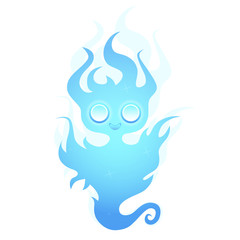 Ghost cute cartoon character isolated on white background. Vector illustration