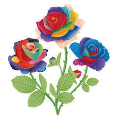 Fototapeta na wymiar Abstract Rainbow Roses
