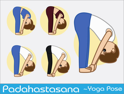 Yoga Cartoon Vector Poses - Padahastasana