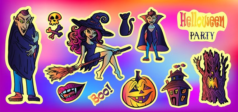 Halloween stickers set