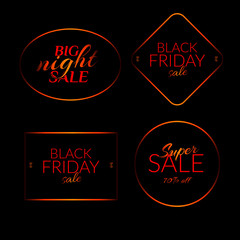 Set Big night sale Black friday sale Super sale 70% off banners