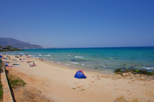 the beach of Malia, Crete, Greece