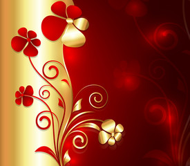Decorative Golden Flowers Vector Background