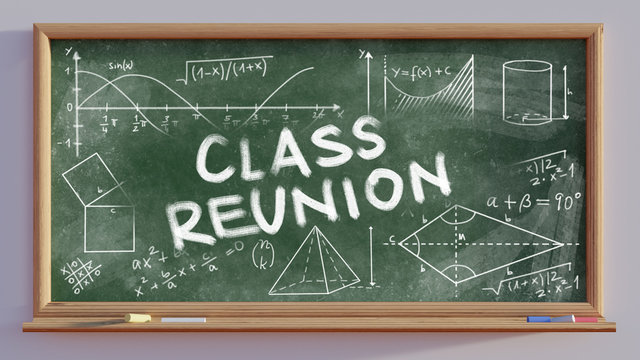 3D render of a blackboard  Class Reunion