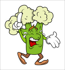 Crying Cartoon Broccoli Vector