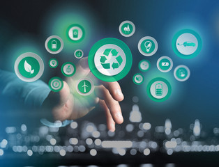 View of a Technology ecologic interface with icon displayed on a technology interface