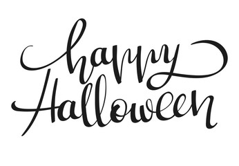 Hand-written lettering, calligraphic phrase Happy Halloween