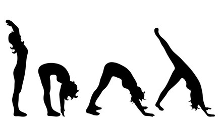 Vector silhouette of woman on white background.