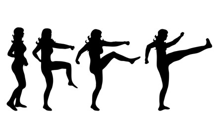 Vector silhouette of woman on white background.