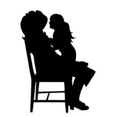 Vector silhouette of family on white background.