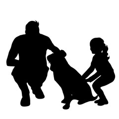 Vector silhouette of family on white background.
