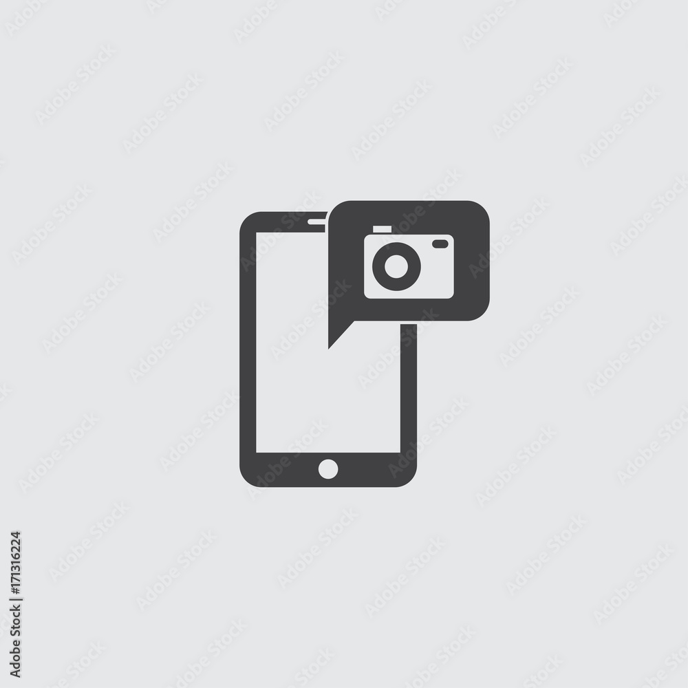 Aufkleber smartphone with camera icon in a flat design in black color. vector illustration eps10