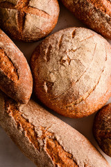Assortment of baked bread.