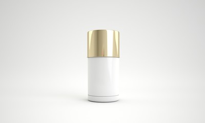 3d rendering Bottles of aerosol spray on a glossy surface. Packing for hairspray, spray, deodorant. Mock up.