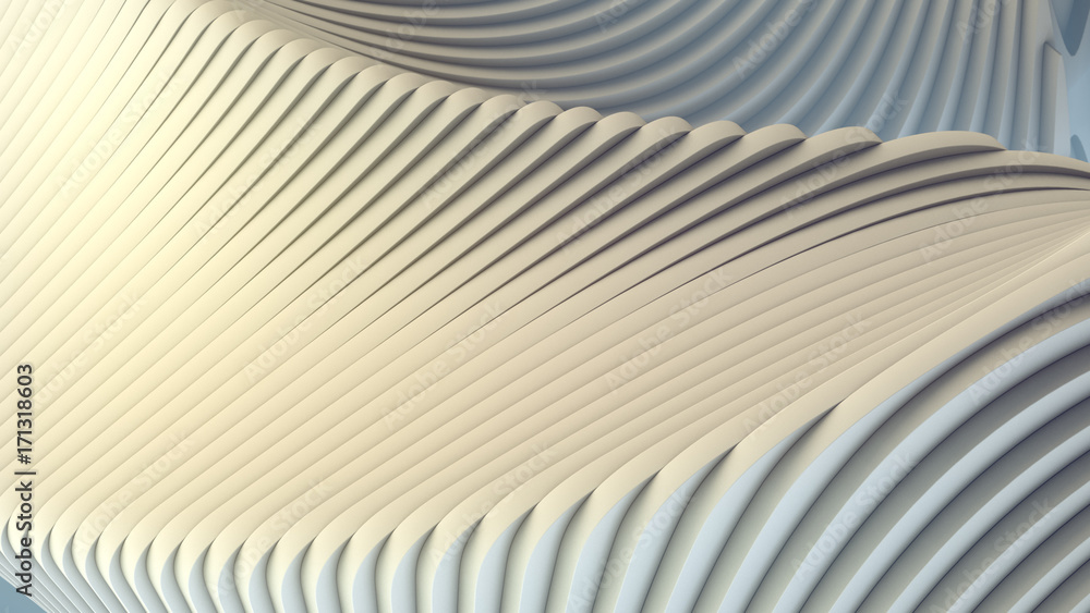 Fototapete White stripe pattern futuristic background. 3d render illustration