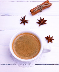 coffee in a white ceramic cup