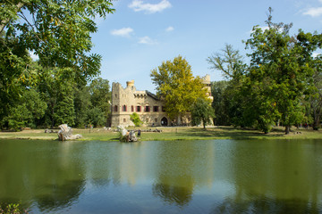 Fototapeta na wymiar Jan's castle and reflection in river