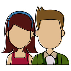 Young couple cartoon icon vector illustration graphic design