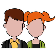 Young couple cartoon icon vector illustration graphic design