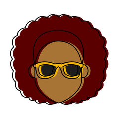 Young woman cartoonwith sunglasses icon vector illustration graphic design