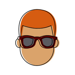 Young man cartoon with sunglasses icon vector illustration graphic design