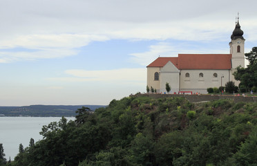 Obraz premium The Tihany Abbey at Lake Balaton, Hungary
