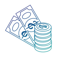 bills and coins money isolated icon