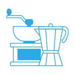 italian coffee maker and grinder icon over white background vector illustration