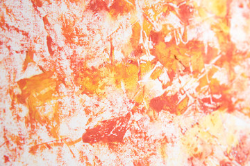 Brush strokes oil paint red and yellow colors on a white background