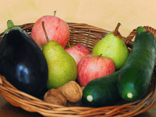 Basket of fresh fruits and veggies