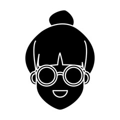 Young woman cartoonwith sunglasses icon vector illustration graphic design