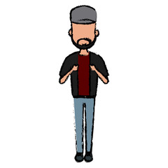 Young man cartoon icon vector illustration graphic design