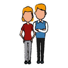 Young couple cartoon icon vector illustration graphic design
