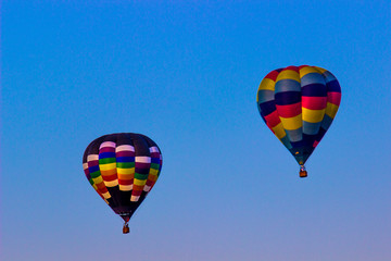 Two Multi Colored Hot Air Balloons
