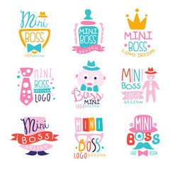 Mini boss logo design colorful hand drawn vector Illustrations