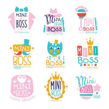 Mini boss logo original design colorful hand drawn vector Illustrations