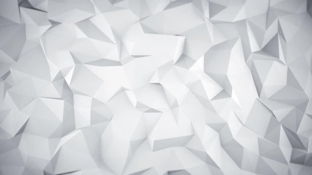 White low poly surface. Semless loop abstract 3D render animation. 4k UHD (3840x2160)
