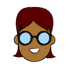 Young woman cartoonwith sunglasses icon vector illustration graphic design