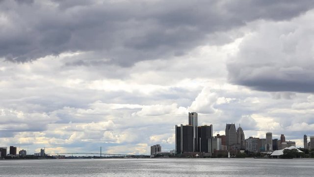 Timelapse of Detroit, Michigan, Windsor, Ontario and the Ambassador Bridge 4K