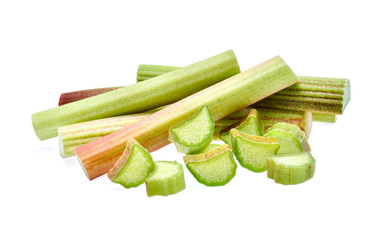 Rhubarb stem isolated on white background