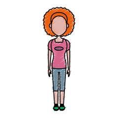 Young woman cartoon icon vector illustration graphic design