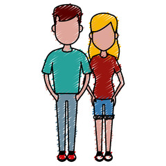 Young couple cartoon icon vector illustration graphic design