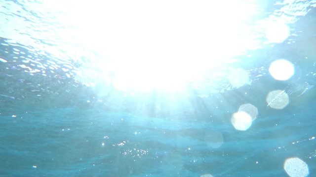 Beautiful underwater shot with penetrating rays of the sun.