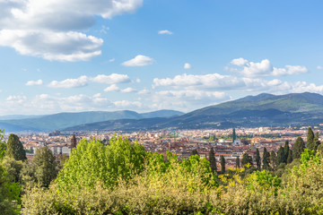 View of Florence with mountains in the background