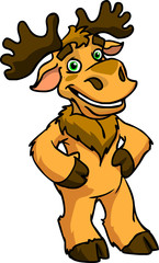 painted cartoon character - reindeer on white background