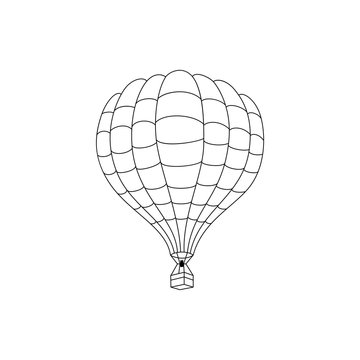 Vector hot air balloon outline drawn